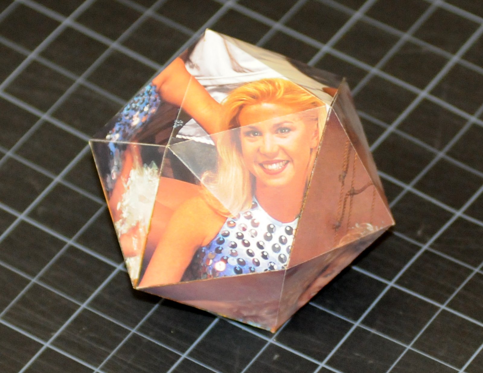 a paper model of an icosahedron