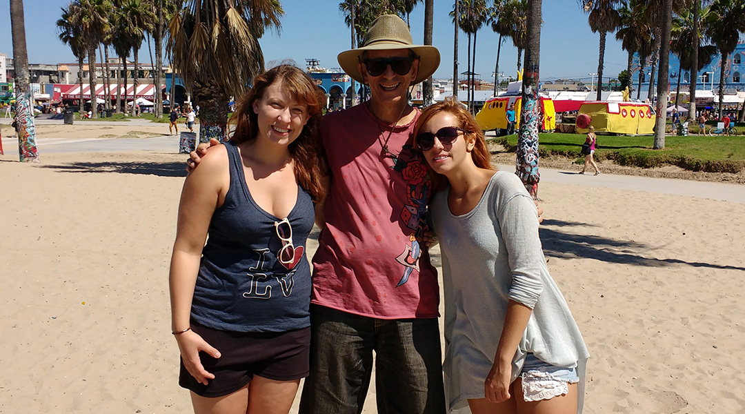 Marta, Glenn & Sara on the beach at the Venice Beach Legal Art Walls