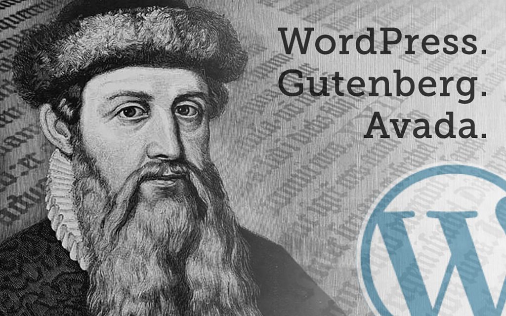 photo of Gutenberg with the WordPress logo