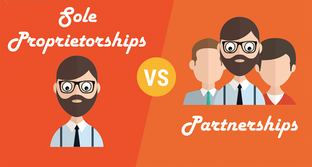 image comparing Sole Proprietorshioops to Partnerships