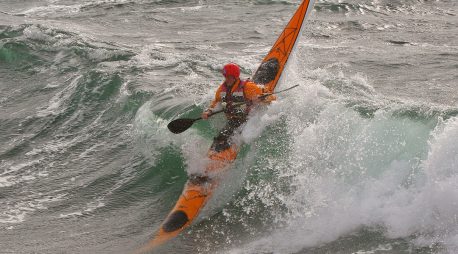 photo of a surf ski in an ocean swell