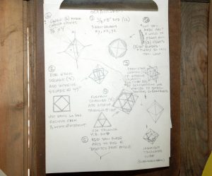 pencil on paper sketch showing plans for making steel sculptures