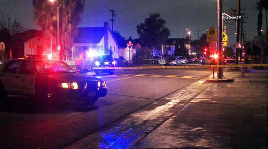 Photo of my street closed by police. Photo from KABC-TV News