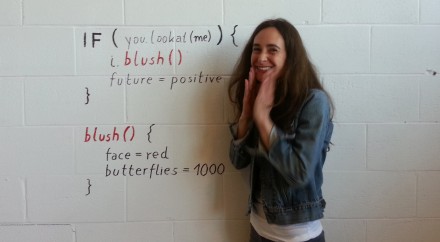 writing the "code" for "blushing" on  a wall