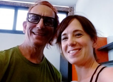 out of shape old guy, aka "Me", Glenn Zucman, at Pop Physique, Silverlake, CA, 3501 W. Sunset Blvd, LA 26, with Pop Physique founder Jennifer Williams after taking a muscle trembling sweat inducing class with her. But I survived my first class, so yay!