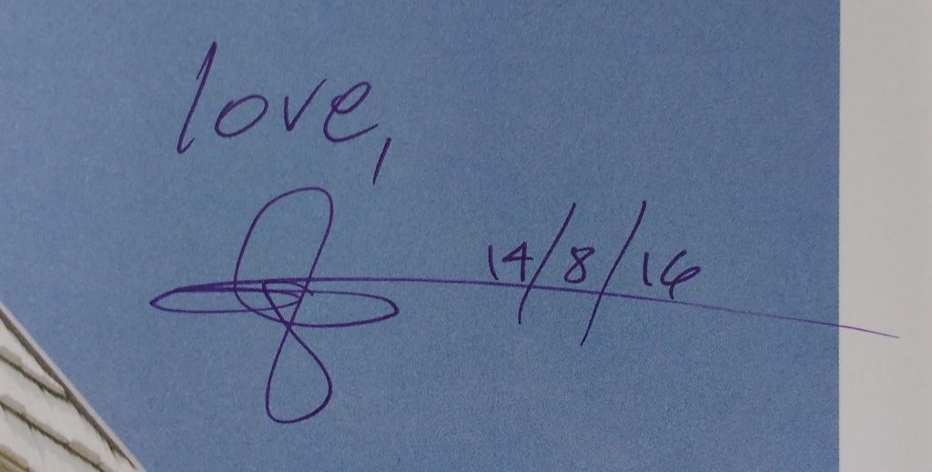 Glenn Zucman's signature, as signed on page 94 of Self Service magazine, Issue #44, Spring/Summer 2016
