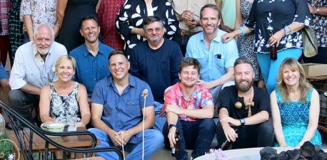 Group photo of Disneyland Entertainment Art Department reunion party by Chris Conte