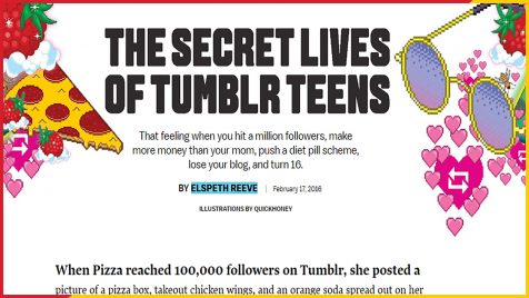 screen cap of article The Secret Lives of Tumblr Teens by Elspeth Reeve at The New Republic
