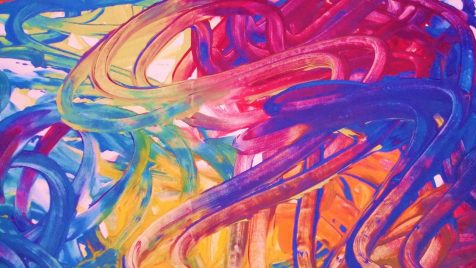 abstract finger painting in multiple colors