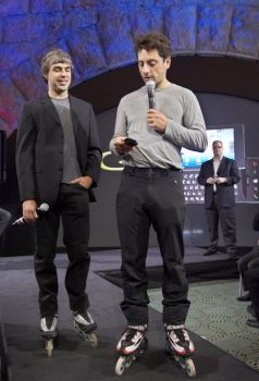 Larry Page & Sergey Brin on roller skates