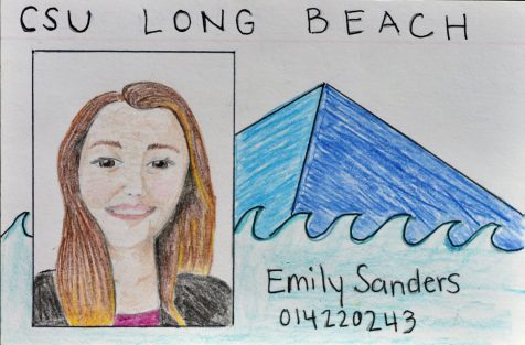 a drawing of a CSULB Student ID Card by Emily Sanders, September 2017