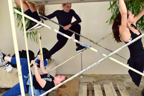 CSULB Dance Majors exploring movement possibilities in the School of Art's Art Gallery Courtyard