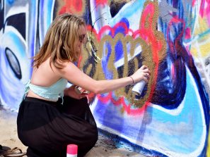 Erin Flores Graffiti Writing at the Venice Beach legal Art Walls