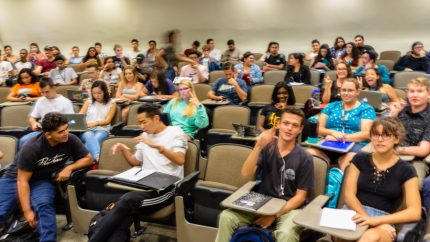 Art 110 students in Psychology-150 on the 1st day of Fall Semester, 2018