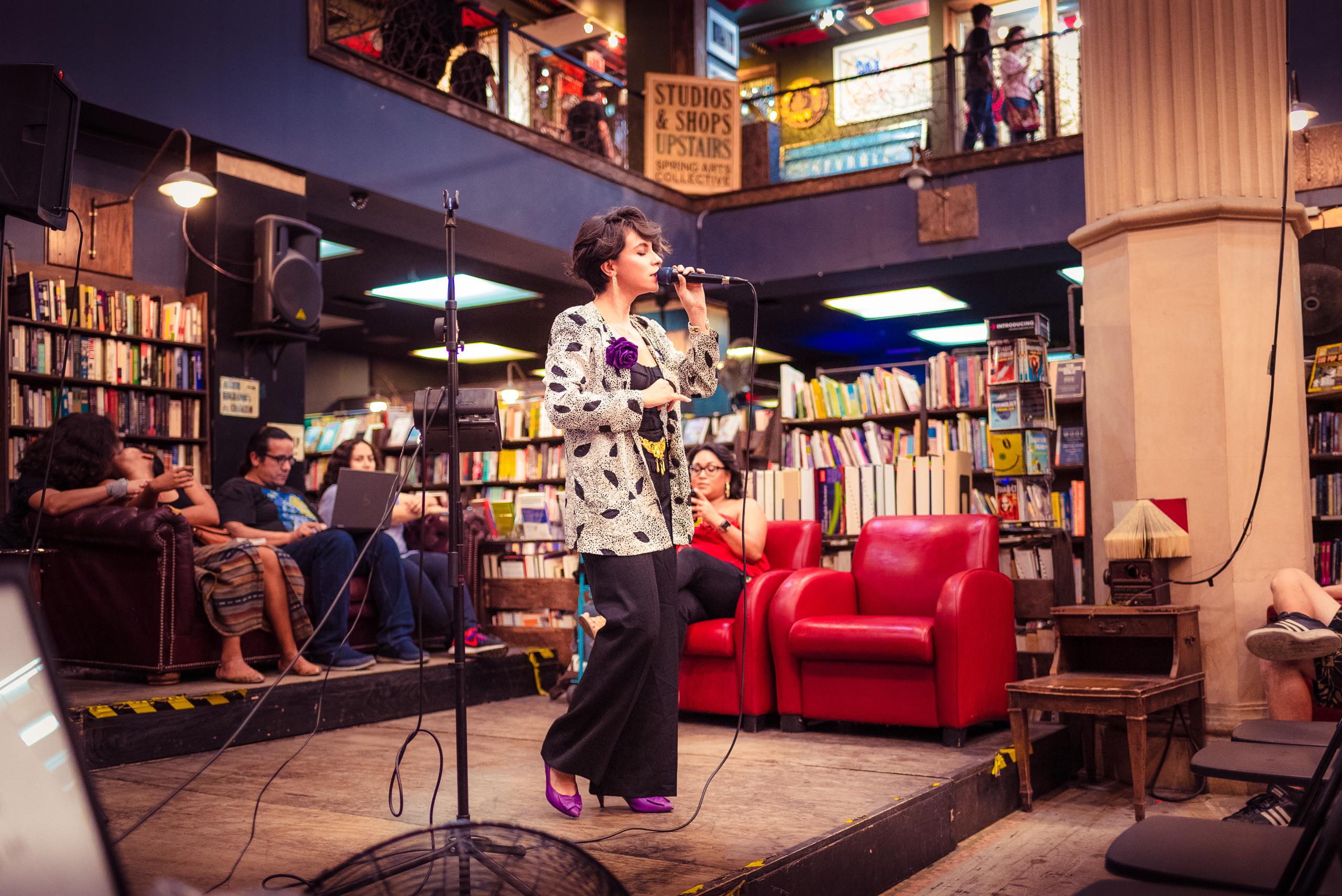 Joanna Rose singing at The Last Bookstore in Downtown Los Angeles