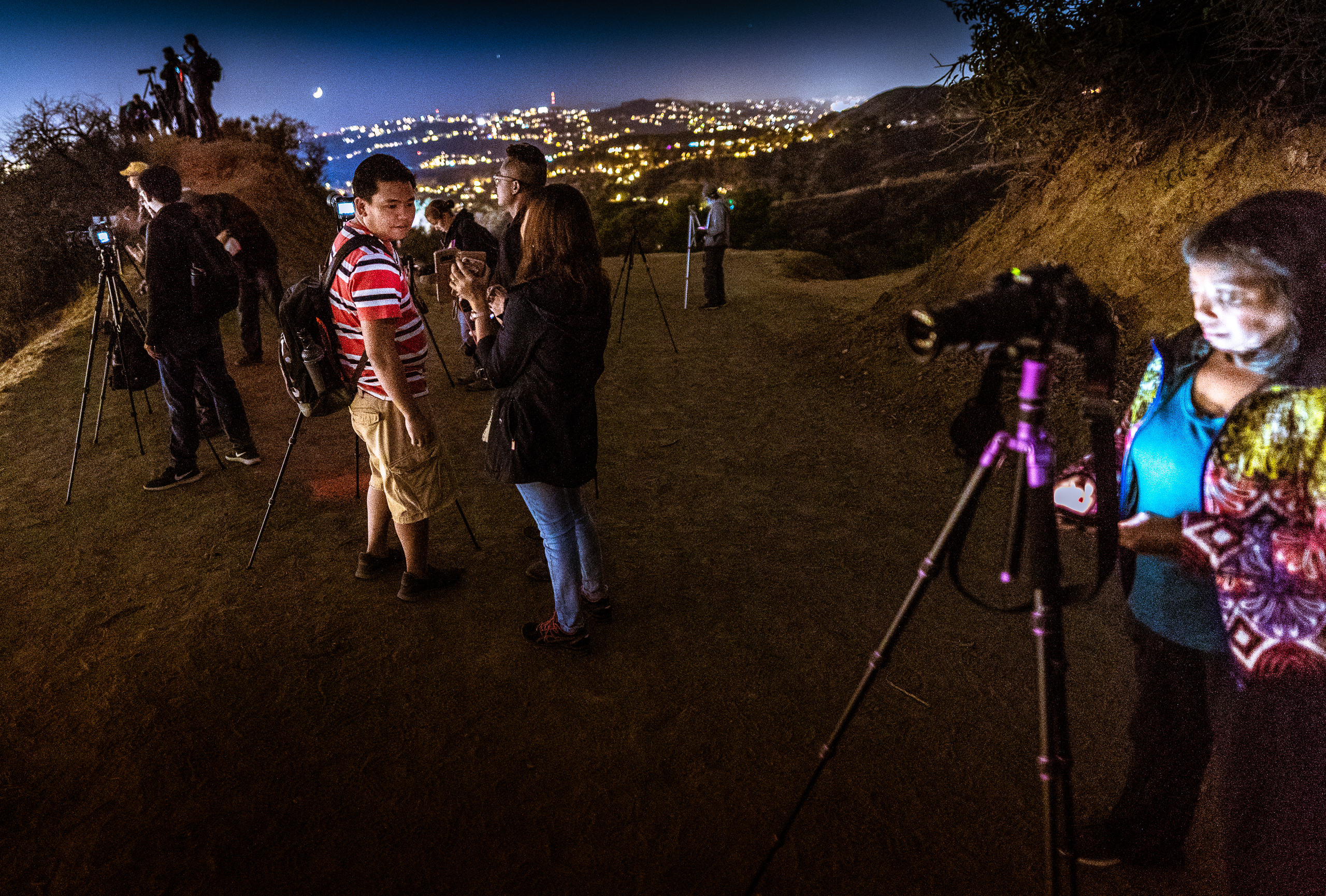 The Light Chasers Meetup group visiting Griffith Observatory and taking a 20 minute hike up the hill to photograph the Observatory against the lights of Los Angeles