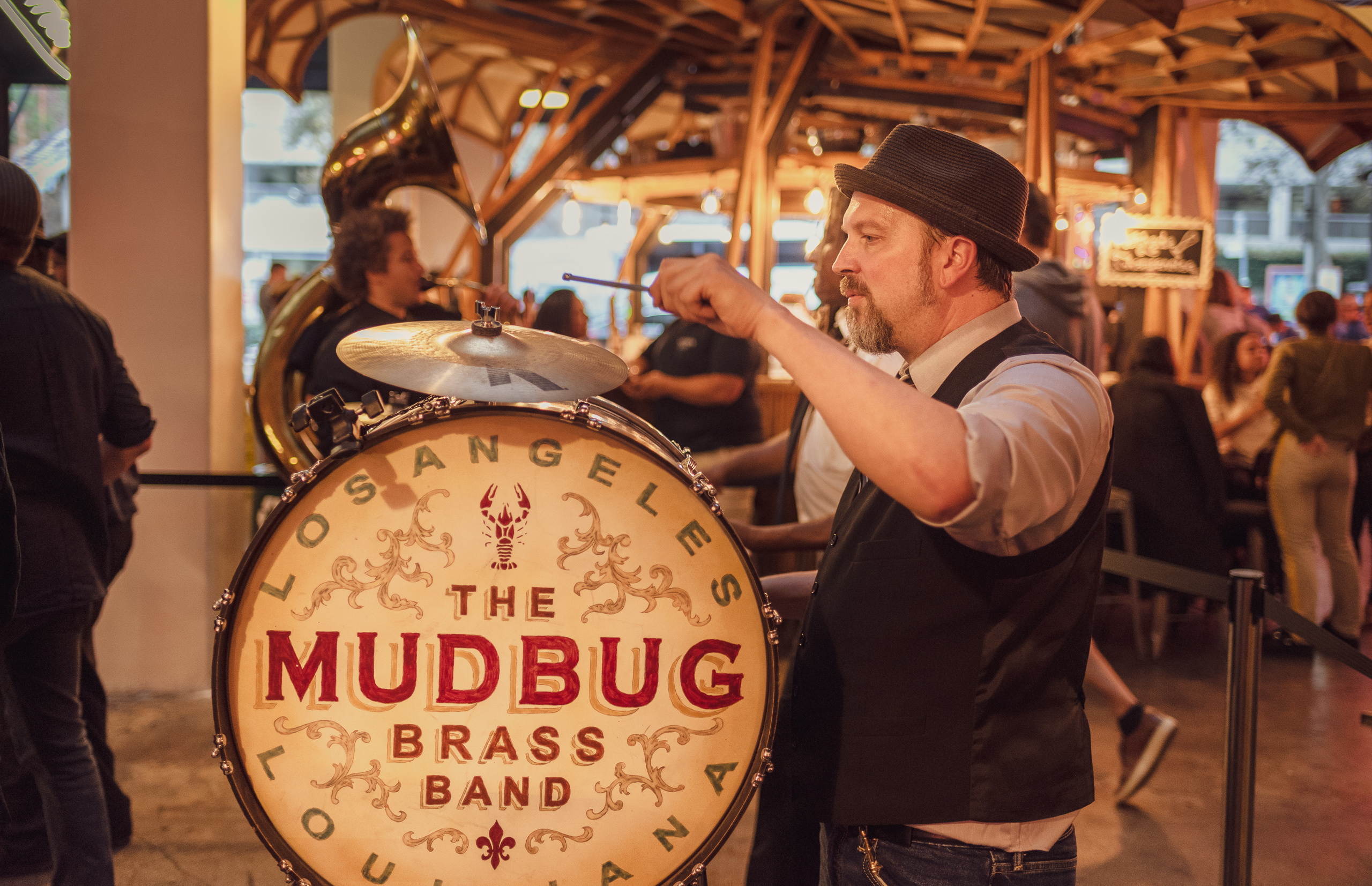 The Mudbug Brass Band playing at the DTLA Oyster Festival @ Grand Central Market in DTLA