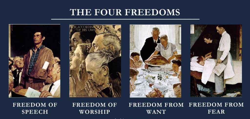 Four Freedoms paintings by Normal Rockwell
