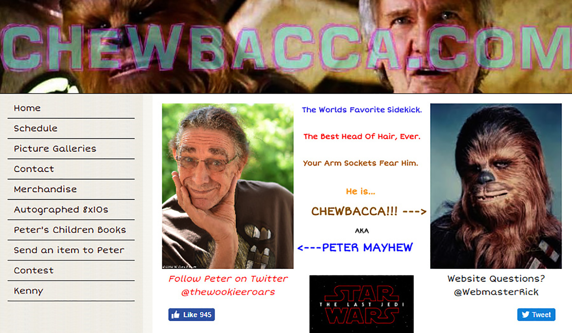 screen capture of the home page of the website chewbacca.com