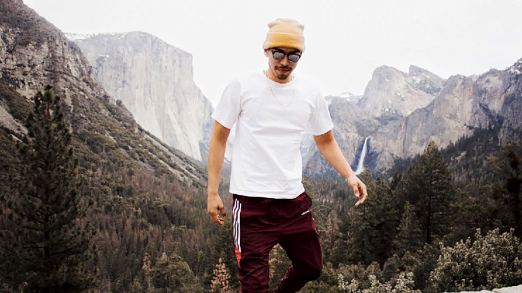 photo of artist Anthony Max Valdez hiking in Yosemite